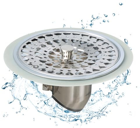 Amexo Filtre Cheveux Douche, Clapet Anti Odeur Attrape Cheveux Douche Bouchon Douche Anti Odeur Filtre Cheveux Baignoire en Silicone et en Acier Inoxydable pour Salle de Bain, Baignoire et Cuisine