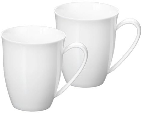 Wilmax - Tasses à thé et tasses à café - Lot de 2-380 ml - Gobelet en porcelaine - Lot de Tasses pour thé, café, cappuccino - porcelaine - Blanc