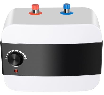 Panna för handfat vattenpanna, 6 l, 1 500 W, varmvattenberedare med slang och ventil, 30–65 °C varmvattenberedare, varmvattenberedare, varmvattenberedare, för tvättställ, kök, badrum, vit