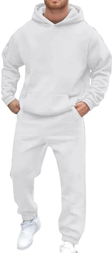 Generisch Tuta lunga da uomo, per il tempo libero, 2 pezzi, traspirante, in tinta unita, per il jogging, per lo sport, per il fitness, per il tempo libero, per lo streetwear