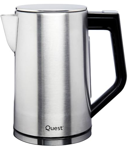 Quest Digital Temperature Control Kettle, 1.7L Capacity, 5 Temperature Settings for Tea/Coffee/Herbal/Green, Stainless Steel, 3000W (68339)