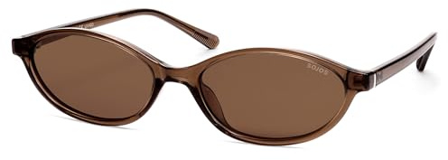 SOJOS TR90 Ultra Light Flexible Sunglasses for Women Retro Oval Polarized Cat Eye Vintage Shades UV400 Protection Comfort Fit, Brown/Brown