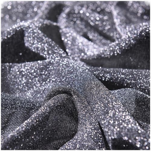 Tessuto glitterato con design stellato lucido per artigianato decorativo e progetti di cucito, in poliestere scintillante e pellicola PET, adatto per sfondo fotografico, Live(H)