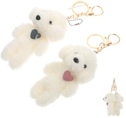 OATIPHO 2 Llaveros de Cachorro de Peluche Blanco Aleación, Adorno para Llaves y Mochila, Accesorio Adorable para Niñas, Obsequio Encantador y Funcional