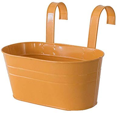 Venus valink Suspendu Fleur Pots, Fer Jardin Balcon Pots Jardinières, Étui, Double Crochets Ovale Métal Seau Maternelle Pot, Tenture Murale Clôture Maison Chemin Ornements Plante Conteneurs - Jaune