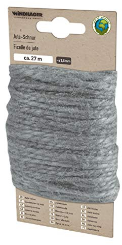 Windhager Ficelle décorative écologique en Jute - Corde de Chanvre - 27 m, Ø 3,5 mm - Gris - 07072