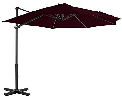 Festnight Sombrilla Voladiza con Poste Parasol Excentrico Colgante con Manivela para Terraza Jardín Playa Patio Exterior, Protección Solar UV, 3m