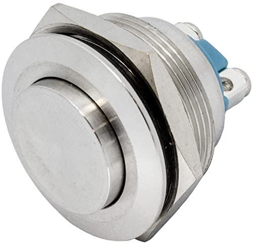 Lumonic pulsador de acero inoxidable en relieve de 25mm de diámetro I Dimensiones: borne de tornillo 250V 3A I Antivandálico según norma IP65