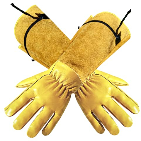 ITC Gauntlet Gardening Gloves, Leather Garden Gloves for Men & Women, Heavy Duty Long-Sleeve Gloves for Brambles, Rose Pruning & Outdoor Work