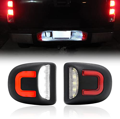 R&F Auto Red U-shaped LED License Plate Lights Compatible with Silverado & Sierra 1500 2500 3500 HD/Avalanche/Tahoe/Suburban/Traverse/Yukon/Yukon XL/Escalade & ESV/EXT Pickup Tag Lamp