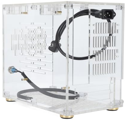 Mini ITX PC Case, Mini ITX Motherboard Small Portable PC Case with 360 Degree Cooling, Supports ITX Motherboard 170x170mm, 2x2.5 Inch SSD, SFX Power Supply, 210X140x40mm Video Card