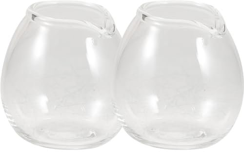 Cabilock Mini bricco per latte in vetro, 2 pezzi, 20 ml, per latte e caffè, in vetro, con beccuccio, per bar, cucina