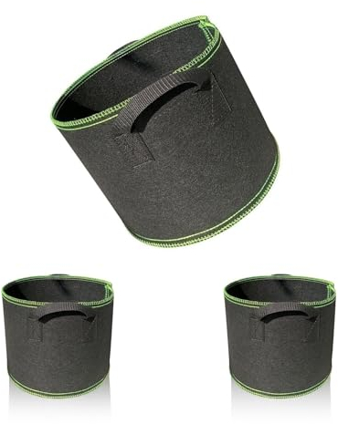 DEANKEJI Paquete de 3 Bolsas de 11L-3 Galones Bolsas de Cultivo, Hechas de Poliéster, Transpirables Macetas, Reutilizables Tomateras Maceta para Frutas, Flores y Plantas