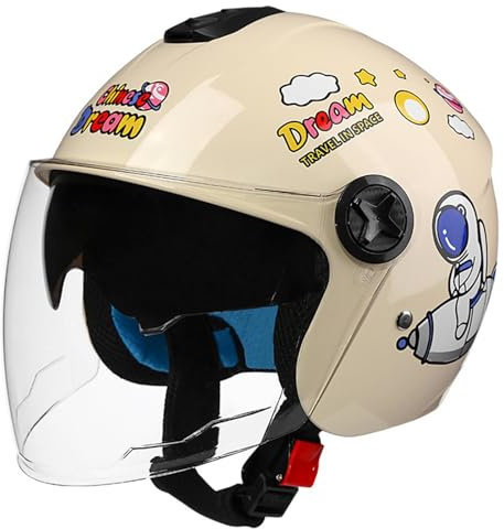 GNIUBBDB Casco de Moto Infantil 3/4, Casco Jet con Visera, Cascos de Ciclomotor para Niños Niñas, Casco de Moto Media Cara Homologado ECE B,50-56CM