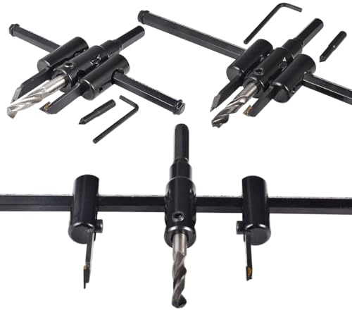 HOHXEN 3 Pezzi Fresa a Tazza Circolare Regolabile Kit di Punte per la Lavorazione del Legno, Strumento di Taglio per Sega Circolare, per Legno, Plastica (Diametro di Taglio: 30mm - 120mm/200mm/300mm)