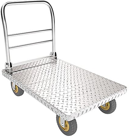 VDQUUACI Chariot à Main Pliable à Plate-Forme en Acier avec poignée Pliable, Chariot à Plateau Roulant Facile à Ranger pour la Maison, Le Bureau, l'entrepôt, Le déménagement, Le Chariot à m