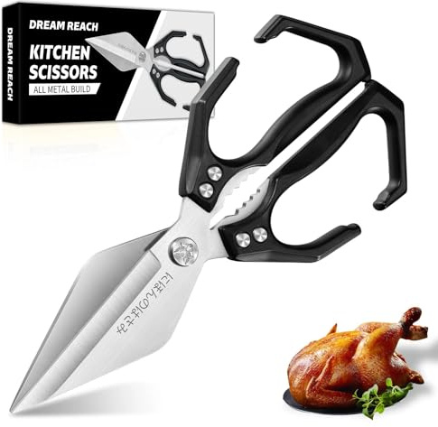 Dream Reach Scharfe Geflügelschere Knochenschere Schwarz | Scharf, Edelstahl, Vielseitig, Geschenk für Mama, für Küche, Fleisch, Geflügel, Fisch