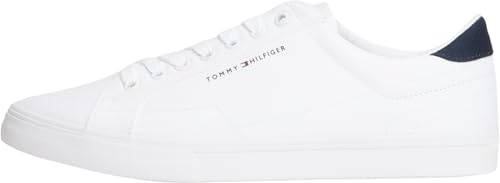Tommy Hilfiger Uomo Sneakers Vulcanizzate Long Lace Profilo Basso, Bianco (White), 45