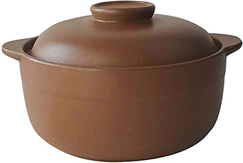 Cocotte en céramique non émaillée avec couvercle, résistante à la chaleur pour une cuisson sûre au gaz, idéale pour les ragoûts, les soupes et les braises