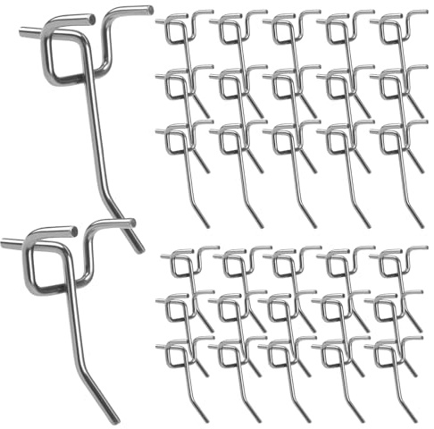 30 Pezzi Ganci per Pannelli Forati, ganci per pannello forato portautensili, Ganci per Pegboard in Metallo per Esposizione Al Dettaglio Classificazione Degli Utensili, per Negozio e Garage (10cm, 5cm)
