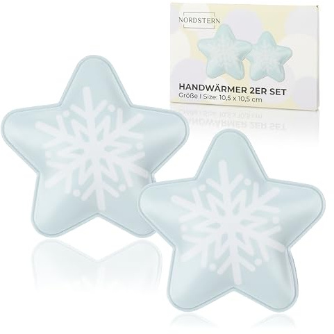 Nordstern Handwärmer Schneeflocken 2er Set - Wiederverwendbare Taschenwärmer für Kinder und Erwachsene - Taschen Wärmekissen 10 cm