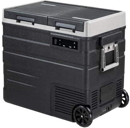 zcamp UD65 57L Kompressor Kühlbox Auto Kühlbox Elektrisch Dual Zone, mit LED-Touch、Rädern und klappbarem Zuggriff, Tragbare Camping Gefrierbox 12/24v für Lkw, Boot, -20℃-20℃