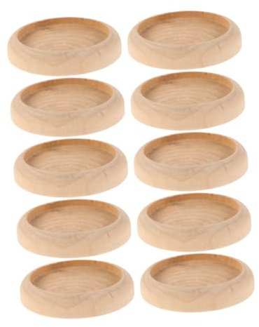 10 Pcs Small Solid Wood Bases for Miniature Pin Cushions Sturdy Round Display Stands for Home Office Retail Polished Compact DIY Wooden Holder Tray
