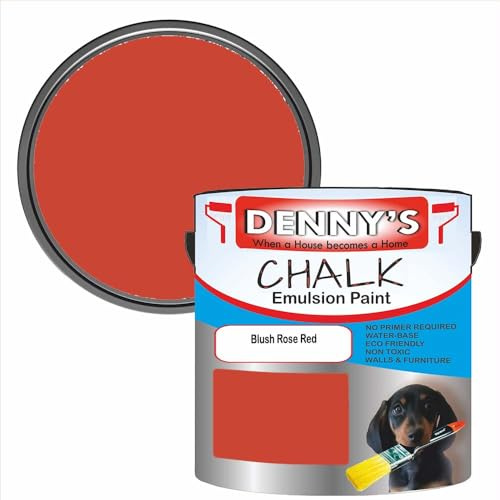 Premium Interior Wall & Furniture Chalk Paint – Blush Rose Red – Rich Matt Finish, Durable & Washable, Low Odour, Ideal for Living Rooms, Bedrooms & Hallways (1 Litre Tin)