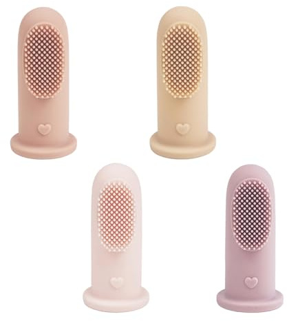 GYIOFAI 4 st silikontandborstar för bebis, fingertandborstar för baby, unga barn, pojkar och flickor, munrengöringsborste tandvård (flerfärgad)