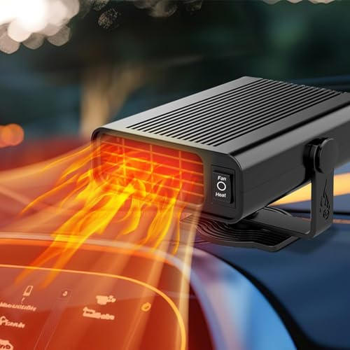 Car Heater 12V, Portable Car Heater & Windshield Defroster – 200W Fast Heating Defogger & Cooling Fan, Plug In Cigarette Lighter Car Heater for Vehicle, Cars, SUV & RV