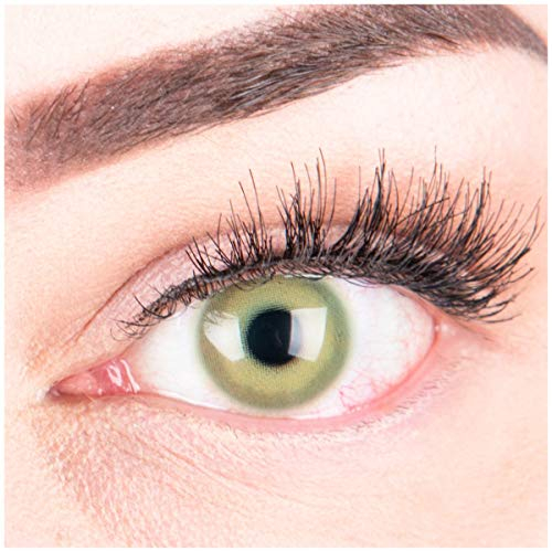 GLAMLENS Lenti a contatto colorate verdi Alice Green - mensili - con porta lenti a contatto - verde naturali in silicone idrogel - 2 pezzi - DIA 14.5 - senza correzione 0.00 diottrie lente a contatto