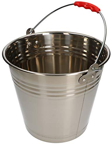 KOTARBAU® Cubo de Acero Inoxidable, 10 litros, Balde metálico, Cubo Multiuso para Trabajos de jardín y hogar, líquidos, abono o mortero, Apto para Alimentos, Resistente