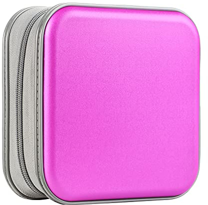 UENTIP CD-Hülle mit 48 Kapazitäten, tragbare DVD-Hülle aus Hartplastik, CD-Organizer, Brieftasche, schützende DVD-Aufbewahrung (Violett, 48)
