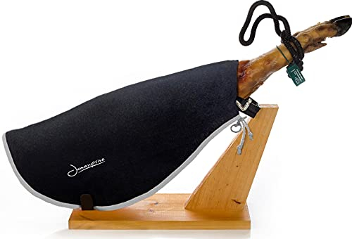 Copri Prosciutto Colore Nero con Bordo Grigio Jamonprive - Ideale per Coprire il Prosciutto Spagnolo Serrano o Iberico e il Prosciutto Italiano - 80% Cotone e 20% Fibra