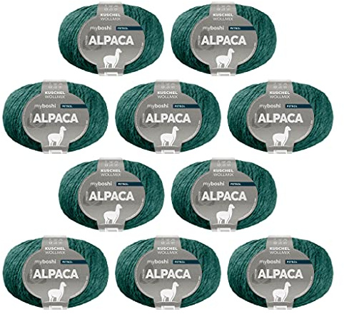 myboshi Alpaca-Wolle zum Häkeln/Stricken, temperaturregulierend, angenehm weich, für Damenoberbekleidung, Blau (Petrol), 10 Knäuel