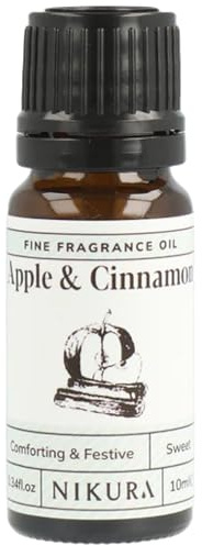 Nikura Apple & Cinnamon Fine Fragrance Oil - 10ml | Perfect for Soap Making, Candle Making, Wax Melts, Diffuser, Burner | Great for use in Bath Bombs, Perfume Oil, Perfume Scents | Vegan & UK Made