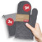 Tabletop Premium Topflappen & Ofenhandschuhe Set grau - 2 hitzebeständige Topfuntersetzer in 20 cm und 2 waschbare Topfhandschuhe in 32 cm - Zum Kochen Backen Grillen Küchenzubehör Grillzubehör