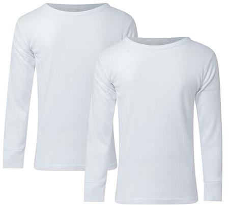 Bonjour Thermal - Pack de 2 camisetas de manga larga para hombre, ropa interior cálida, camisetas de capa base, tallas S, M, L, XL, XXL, blanco, XL