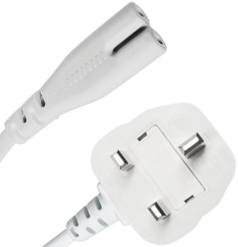 Lite-an IEC C7 2 Pin to UK Mains Power Cable - Figure 8 Power Lead - 2 Pin Plug for Samsung TV Power Cable, LG, Sony, PS4, PS5, Xbox (Straight Pin, White, 3 Meter)