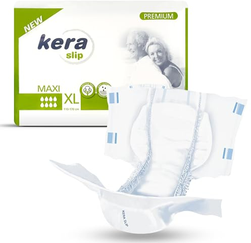 KERA Inkontinenz Slip Maxi Night saugstarke Windeln für Erwachsene mit doppelten Auslaufschutz - Atmungsaktive Erwachsenen Windel 20 Stück, Large
