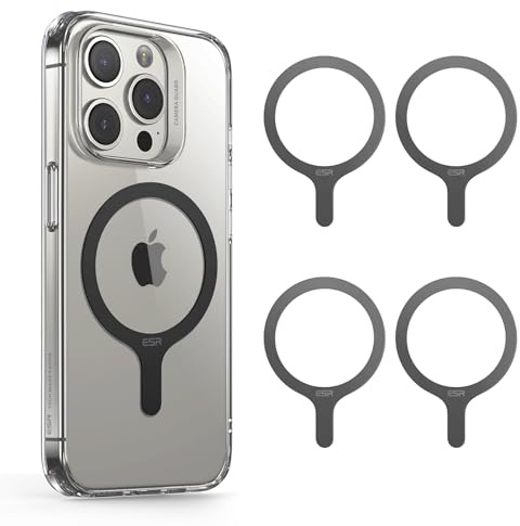 ESR für MagSafe Ring Aufkleber, 4 Stück Magnet Metallring für Handyhülle,Universelles MagSafe Sticker, für iPhone 17/17e/16/16e/15/14/13/12, Pixel 10, S26+/S26 Ultra/S24/S23/S22/S21 und mehr,Schwarz