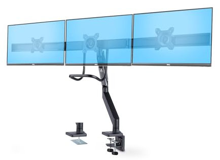 StarTech.com Monitortischhalterung für 3 Monitore 27 Zoll, VESA 75/100 Monitorhalterung, Höhenanpassbare Bildschirmhalterung