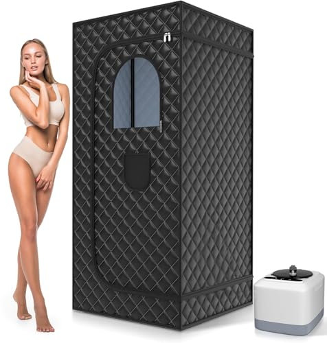 Sauna à vapeur domestique pour 1 personne,Sauna portable,Pot à vapeur de sauna 3 L, Télécommande, Fauteuil de sauna, 9 réglages de température, Sauna pliable cabine 1000 W, Saunas 90x90x180cm