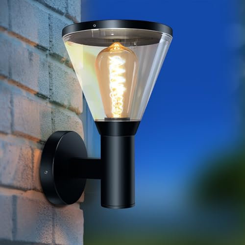 EBION Applique Da Esterno E27, Lampada Da Moderno In Alluminio, IP65 Luci Da Parete Esterno Impermeabile, Per Balconi, Giardini, Nero, Lampadina Non Inclusa