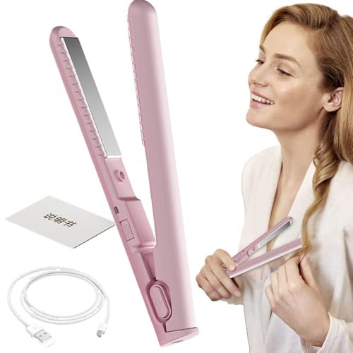 Lisseur de cheveux de voyage, lisseur et 2 en 1,Fer à lisser portable, fer à friser sans fil | à friser avec chargement USB et fer plat, outil pour cheveux courts et longs