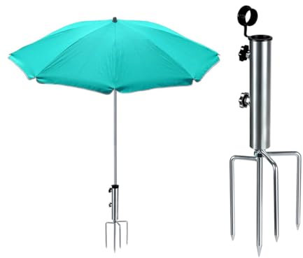 Hitopin Support de Parasol Amovible, Support de Parasol de Plage, Prise de Terre de Parasol en Acier Inoxydable, Support de Parasol avec Ancrage Au Sol, pour Jardin Pêch Plage Pelous