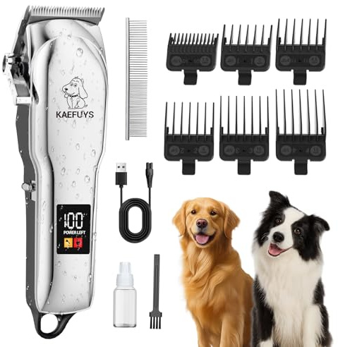 KAEFUYS Tosatrice per Cani Pelo Lungo Professionale Motore Potente 7000 RPM Display LED e Impermeabile IPX7 Tagliacapelli per Animali Domestici Pelo Lungo e Folto con Design Wireless per Cani e Gatti