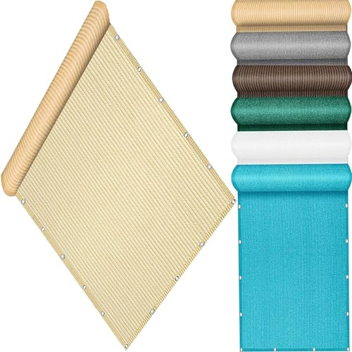 QINLIQIN Pantalla para Balcón 150 x 180 cm Pantalla de Privacidad Balcon Protección Protección Solar Resistente Al Desgarro con Ataduras de Cables para Vallas de Jardín, Color Crema