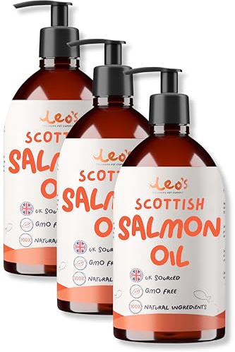 Leo's Salmon Oil for Dogs and Cats | Premium 100% Natural Food Topper Fish Oil for Dogs and Cat Owners | Enhances Coat Shine, Joint & Brain Health, Itchy or Dry Skin (500ml x 3)