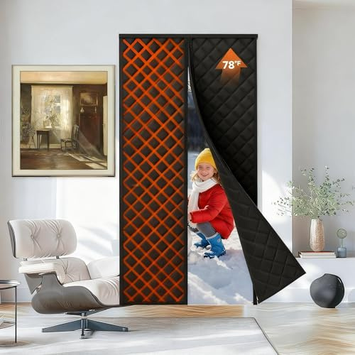 LCGOD Rideau Thermique Magnétique pour Portes, Rideau Isolant Hiver Anti-Froid pour Portes 70 x 210 cm, Adapté Aux Portes Coulissantes Verre, Bloque l'air Froid, Réduit Bruit, économise l'énergie